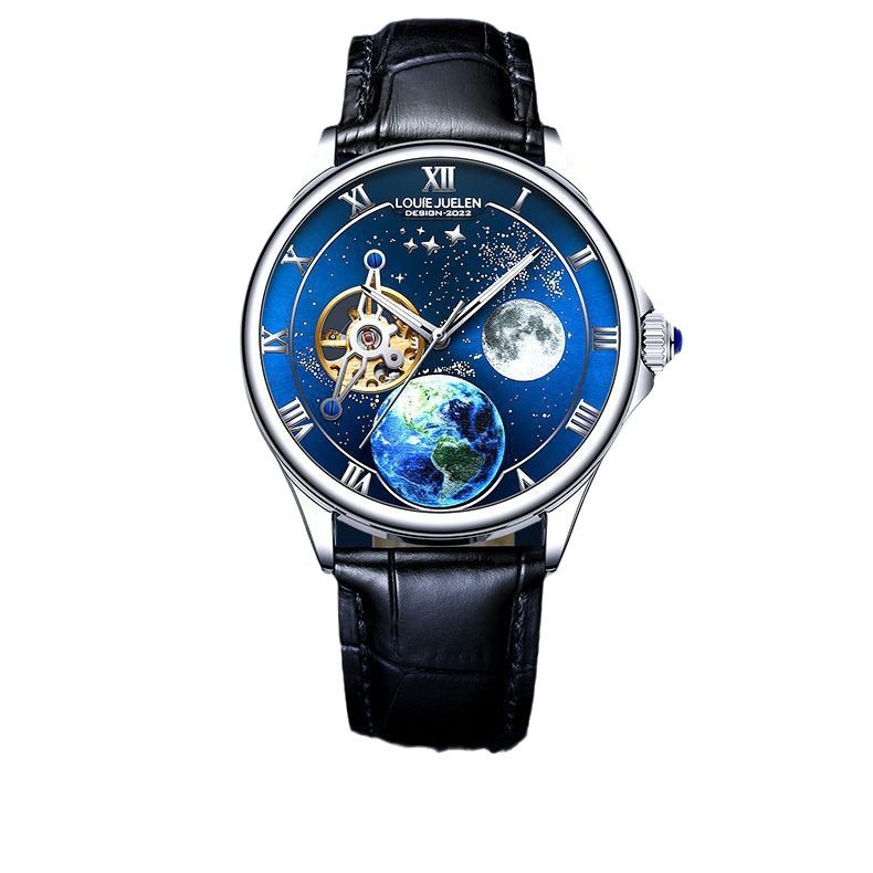 メンズ機械式時計 3BAR 防水 サンムーン 40MM レザー合金 ミネラルガラス 高級チャーム腕時計