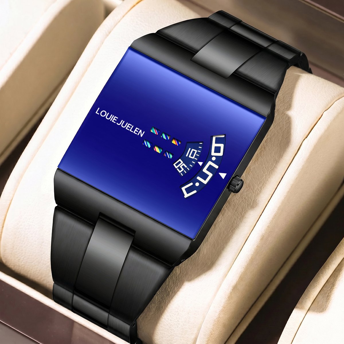 ルイ・ジュエレン 新型36mmクォーツ腕時計 3BAR防水 高級スクエア腕時計 人気販売モデル ステンレススチール腕時計