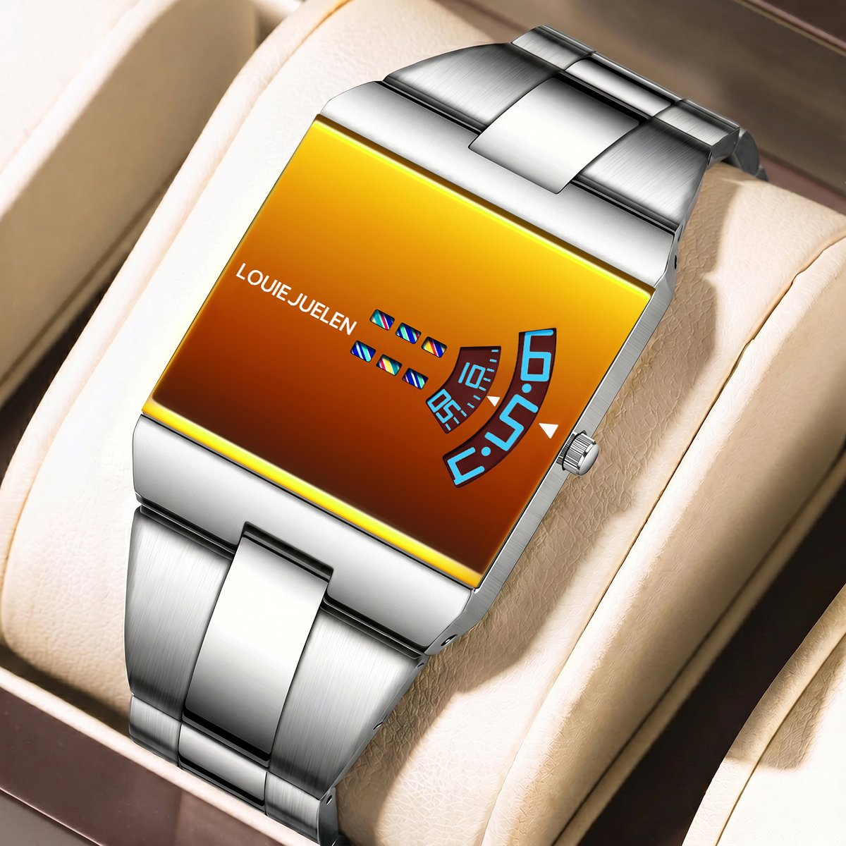 ホットモデル クォーツ腕時計 36mm ファッション合金ケース 30M防水 高級メンズスクエアクォーツ腕時計 ステンレススチールストラップ腕時計
