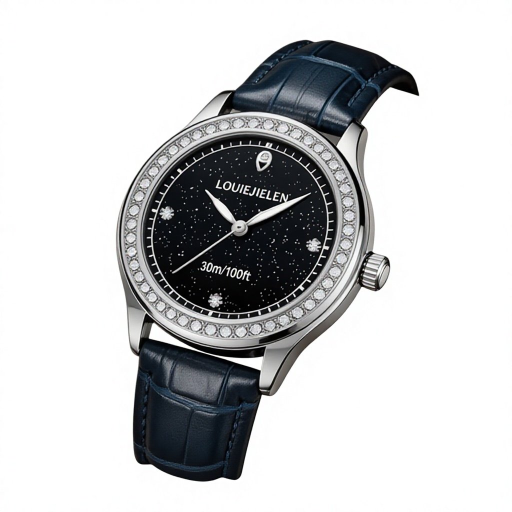 30M防水 ミッドナイトスター限定版 韓国ファッション シンプルラグジュアリー レディース腕時計 36mm クォーツ合金ケース ダイヤモンド装飾