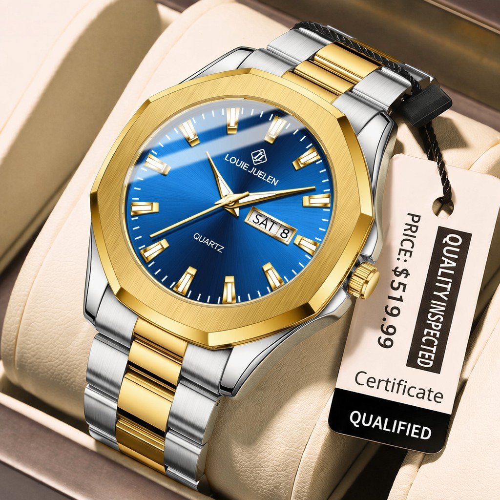 42mm メンズ高級ファッションクォーツ時計 ステンレススチールストラップ付き 30M防水 クラシック品質 Reloj Relogio Masculino