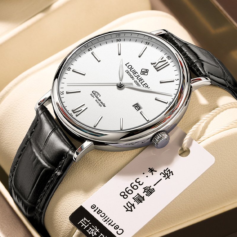 レザーメンズクォーツ腕時計 42mm文字盤 シンプルデザイン 30M防水 合金ステンレススチール腕時計 卸売時計工場