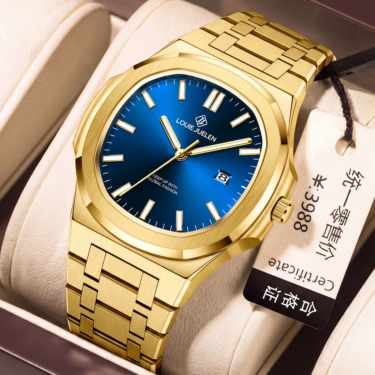 メンズファッション腕時計 3BAR防水 ステンレススチール製 メンズクォーツ腕時計 42mm メンズ夜光腕時計 ビジネスウォッチ