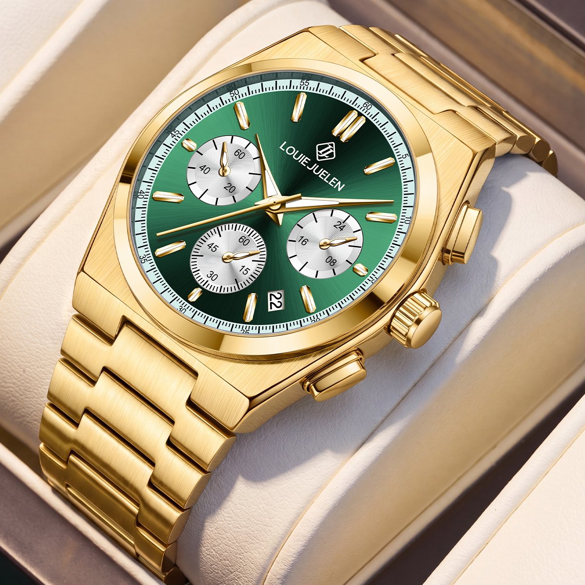 ファッション腕時計メンズステンレススチールクォーツ42mmクォーツメンズウォッチ3BAR防水スモールスリーニードルウォッチ男性用