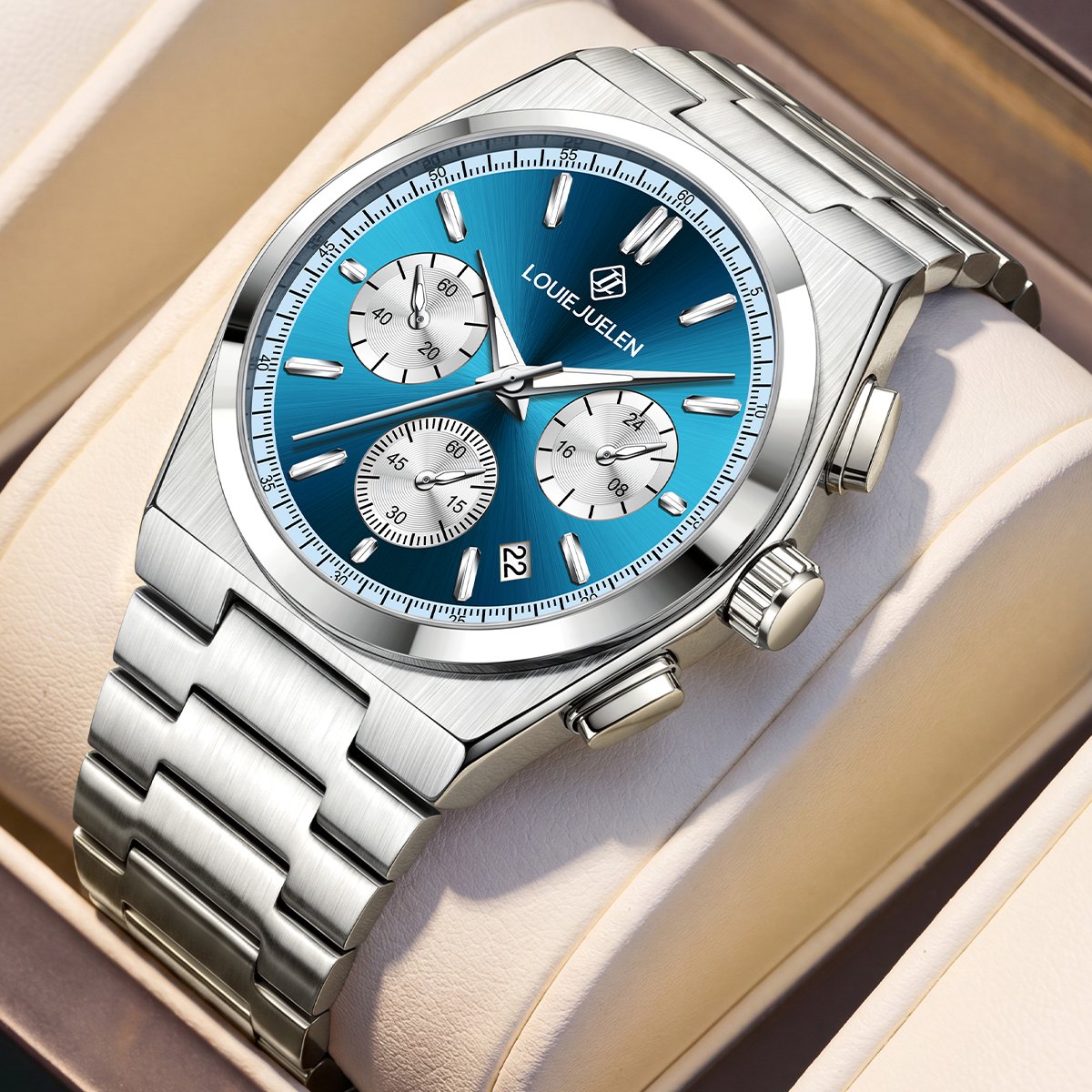 卸売高級腕時計 モントル クォーツ ステンレススチール製クォーツ腕時計 42mm 3BAR防水 スモールセコンド メンズ腕時計